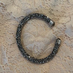Swarovski crystaldust crystal dust cuff bangle in dark grey